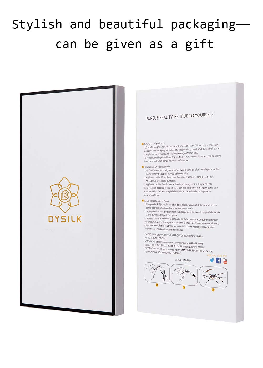 Pestañas reutilizables de DYSILK tras el cuidado adecuado.