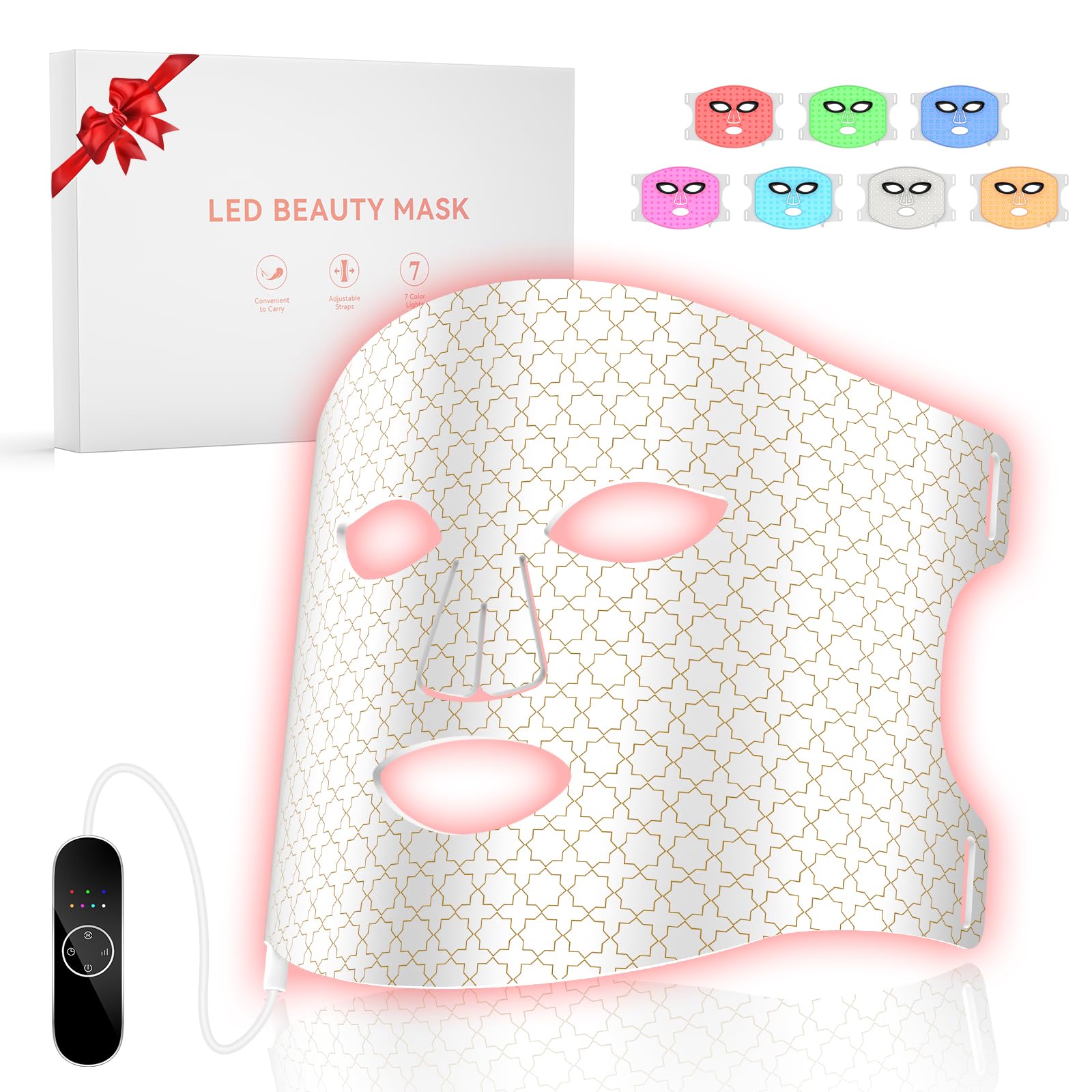 DZAVOK máscara de luz roja para el rostro, efecto iluminador suave.