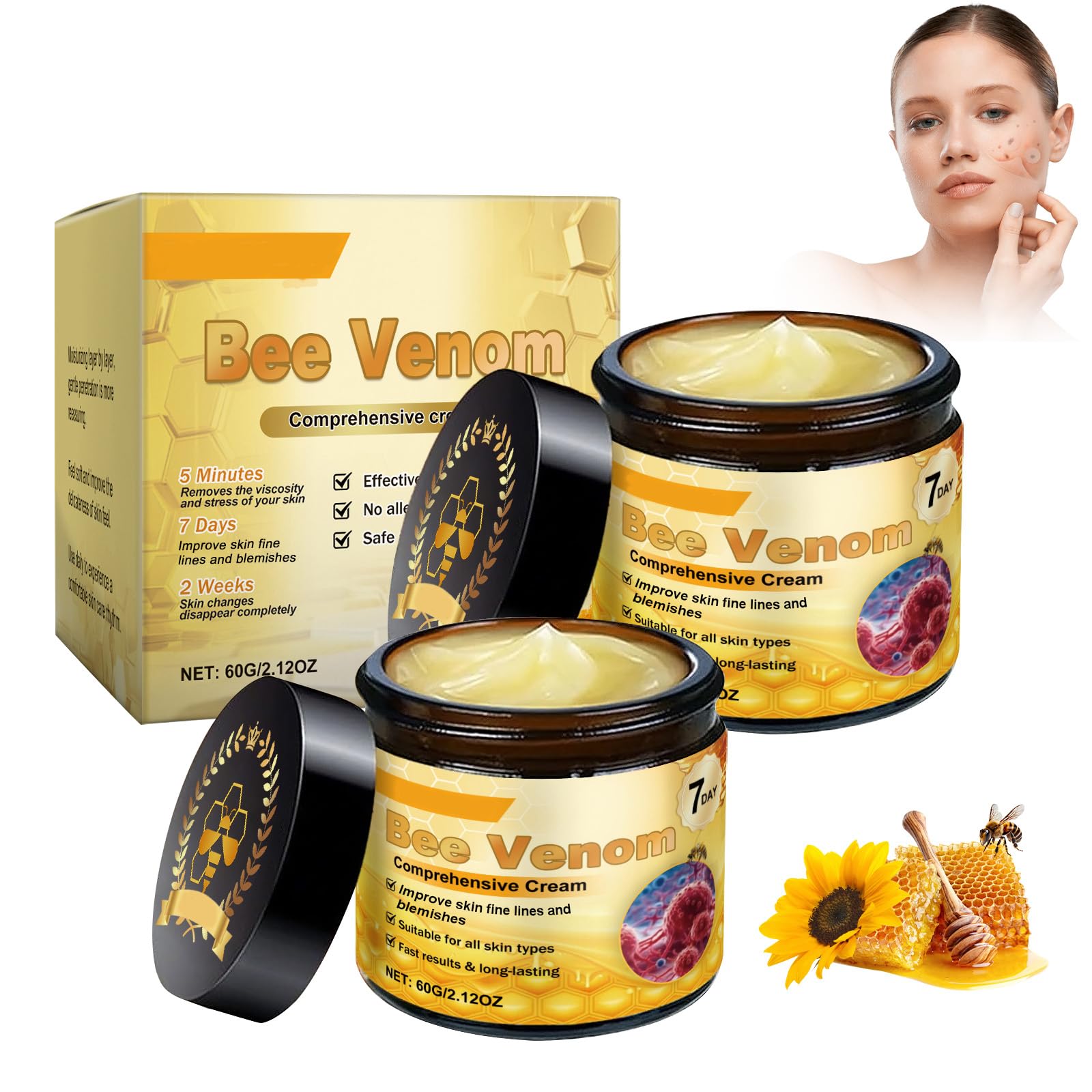 DZCKTFYGRT crema veneno abeja: envase elegante para cuidado diario
