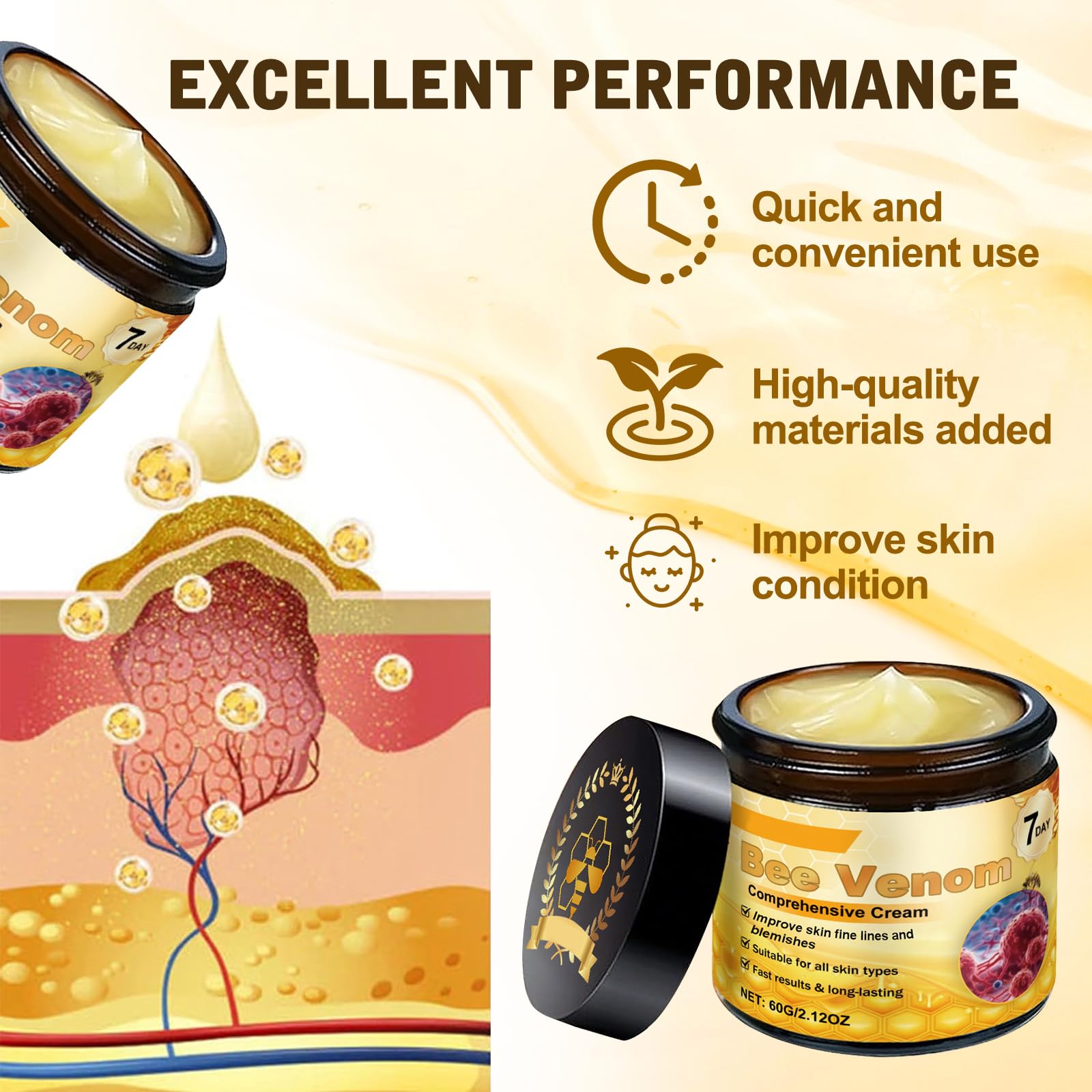 DZCKTFYGRT crema veneno abeja: textura suave para aplicación agradable