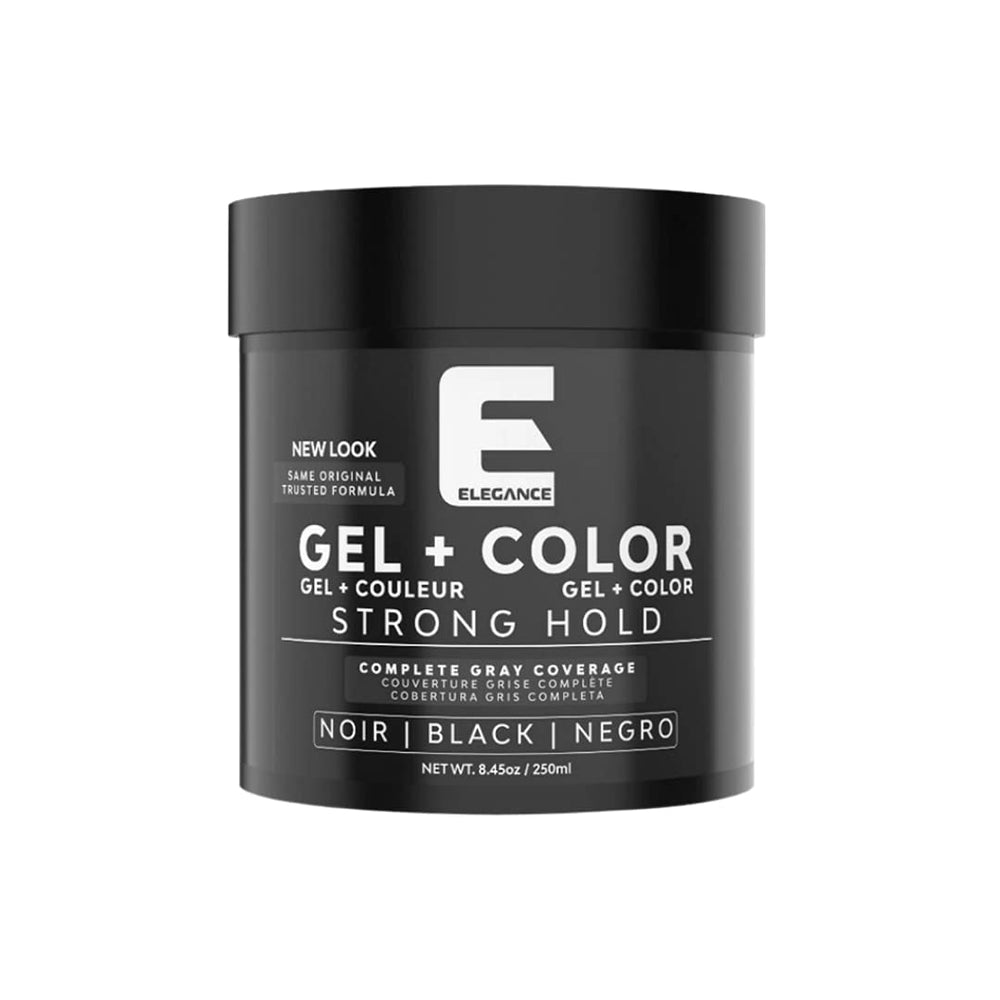 Gel Elegance negro cubre canas con cobertura uniforme para un look vibrante