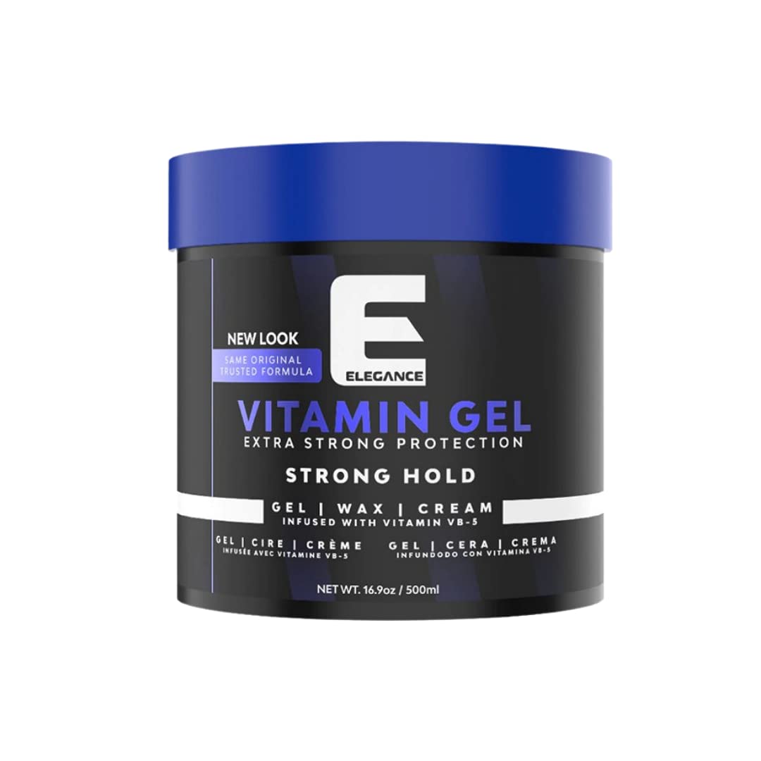 Envase de Elegance Vitamin Gel con Pro-VB-5 ofrece protección y nutrición capilar.