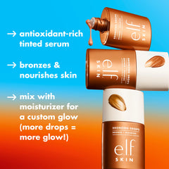 e.l.f. SKIN Bronzing Drops gotas sobre palma para mezclar con tu crema