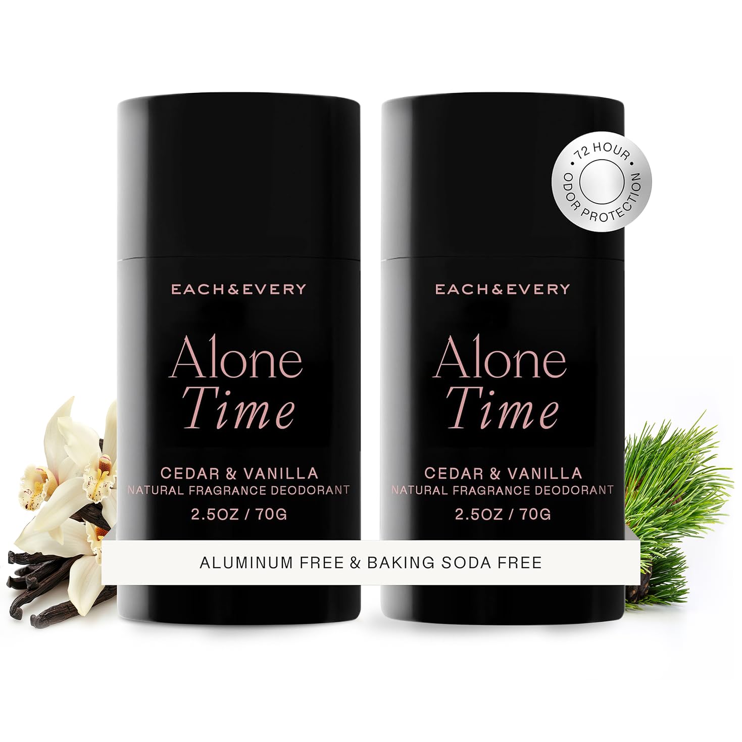 Each & Every déodorant Cedar & Vanilla en bouteille, fraîcheur durable sans aluminium