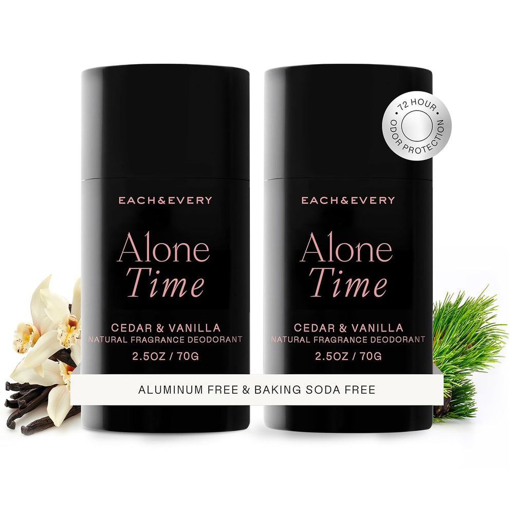 Each & Every déodorant Cedar & Vanilla en bouteille, fraîcheur durable sans aluminium