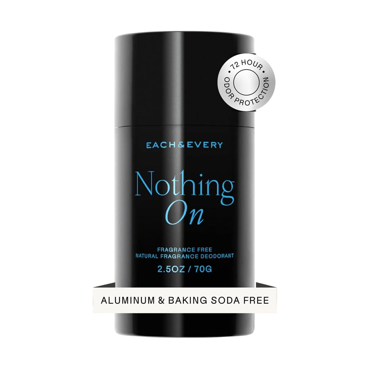 Cada & Every desodorante al aluminio libre, empaque 2,5oz, protección diaria para piel sensible.