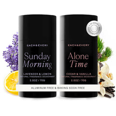 Desodorante sin aluminio Each & Every en Lavanda y Limón para frescura diaria.