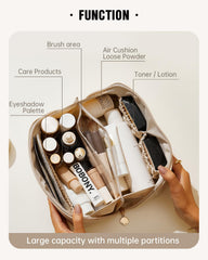Eachy bolsa de maquillaje apertura plana, visión clara de productos al instante.