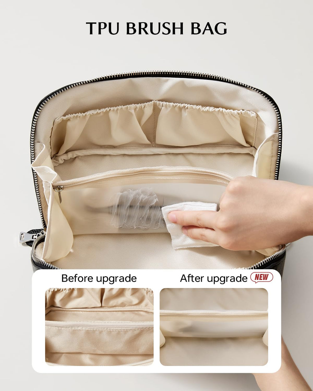 EACHY bolsa de maquillaje con asa para transporte cómodo durante el viaje.