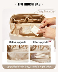 Eachy bolsa de maquillaje interior con organizador y bolsillos útiles.