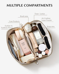 EACHY bolsa maquillaje impermeable PU textura lychee para uso diario