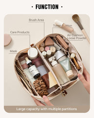 EACHY bolsa maquillaje de viaje, abierta plana: visión completa de contenidos.