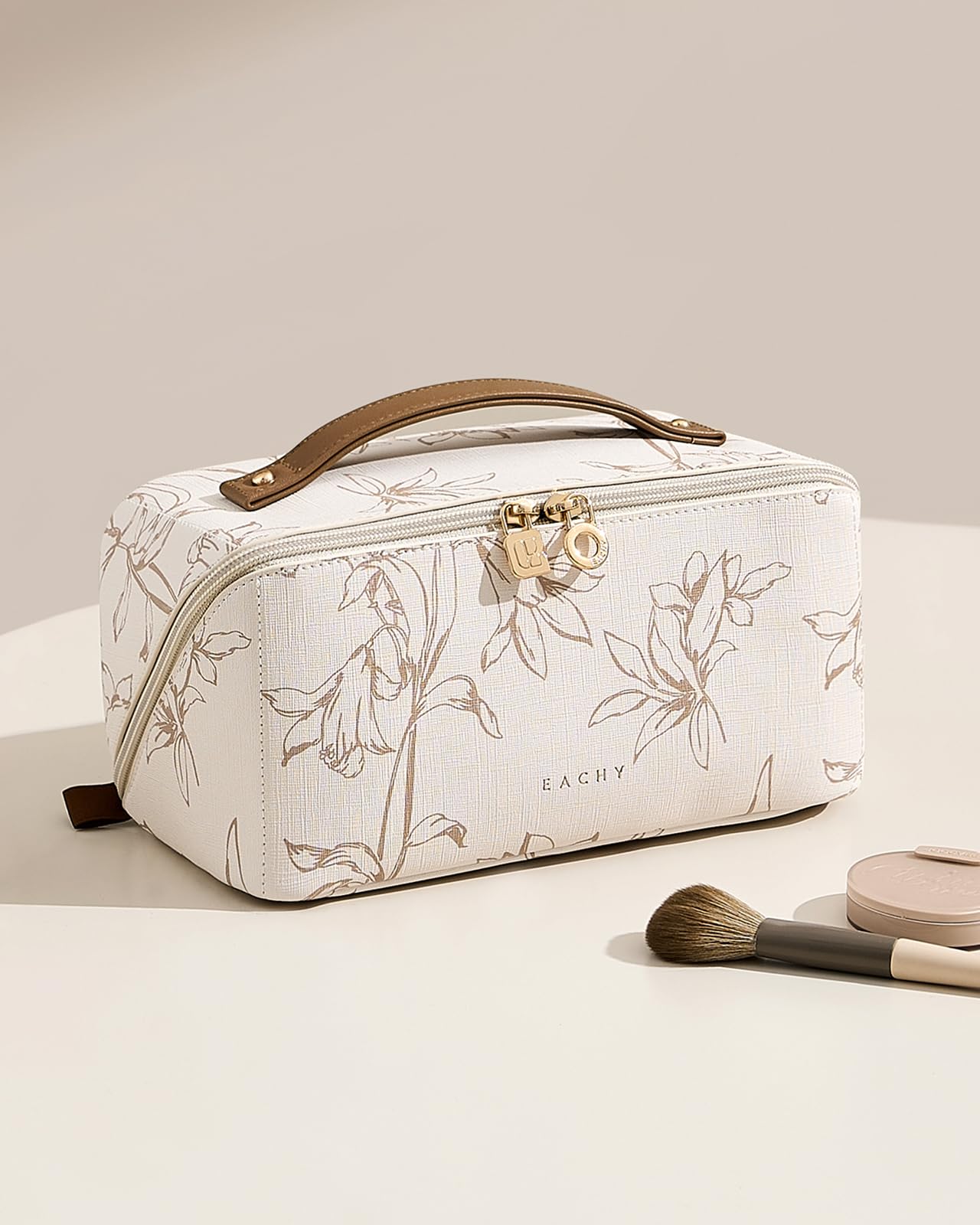 EACHY bolsa maquillaje de viaje, cierre seguro para transporte cómodo.