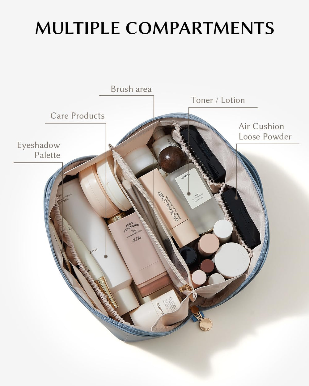 EACHY bolsa maquillaje interior con divisor visible para organización eficiente