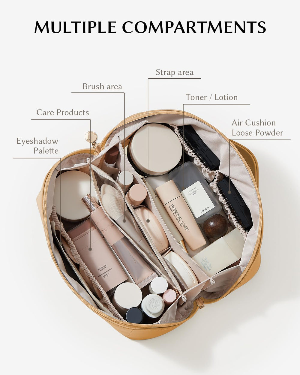 EACHY bolsa maquillaje viaje exterior poliuretano impermeable y suave al tacto