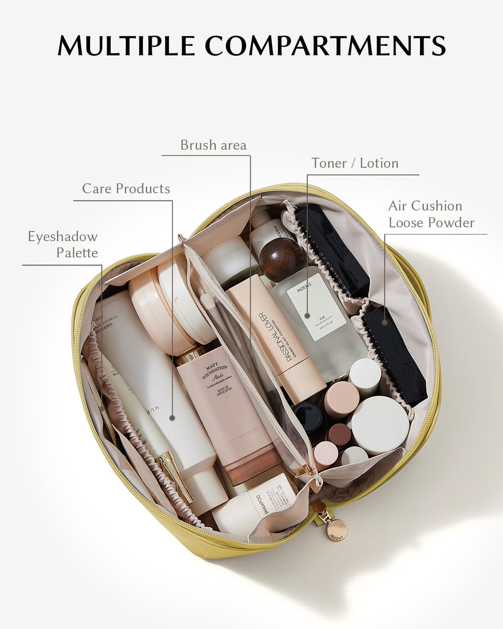 EACHY bolso de maquillaje con diseño plano para ver todos los artículos al abrir.