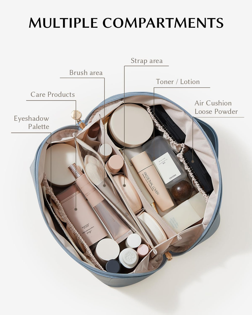 Eachy bolso de maquillaje con exterior impermeable y acabado suave, ideal para viajes.
