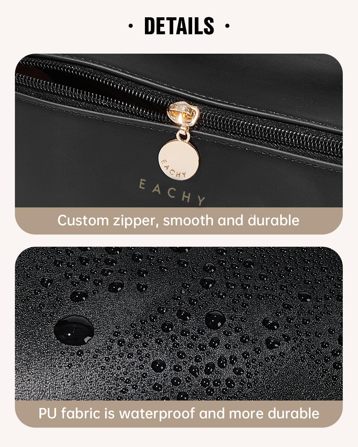 EACHY compartimento para brochas, visible y protegido.
