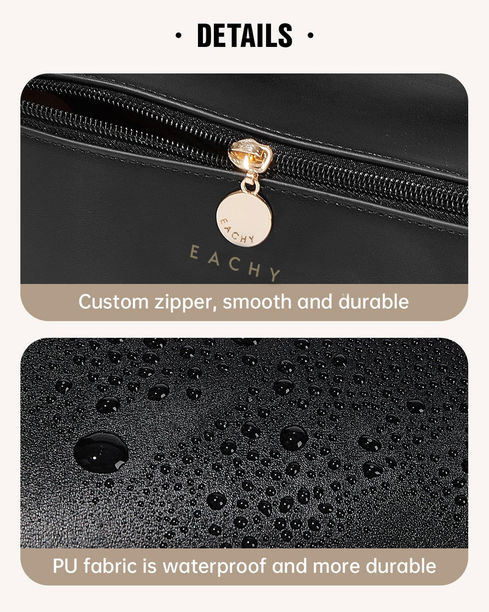 EACHY compartimento para brochas, visible y protegido.