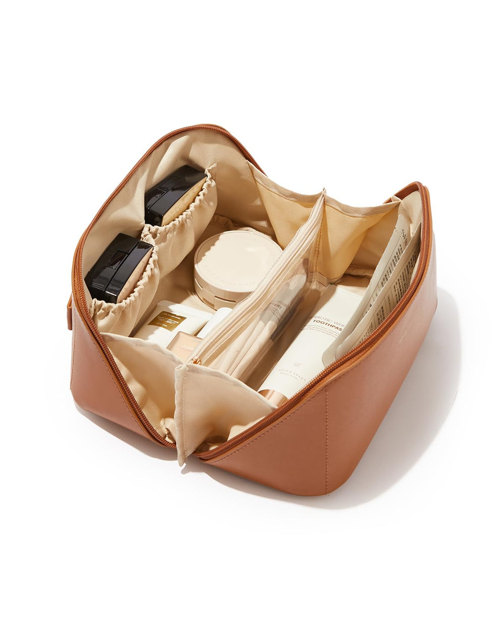 Eachy sac-maquillage voyage avec ouverture plat pour un accès rapide.