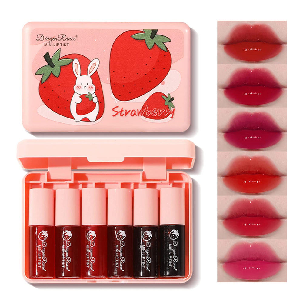 Tinte labial Eakroo con seis colores — presentación compacta para llevar.