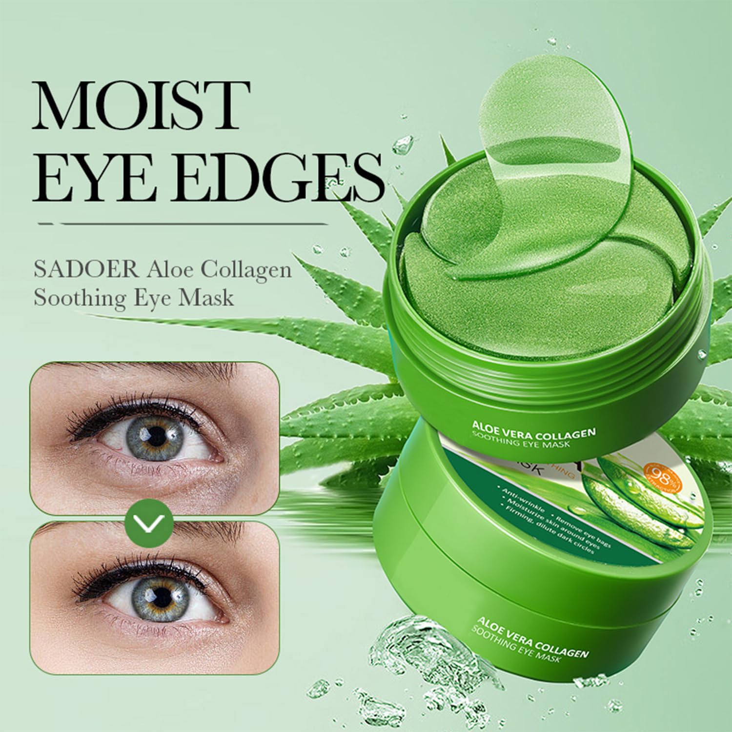 Eakroo parches para ojos, reducen hinchazón y ojeras para una mirada despierta.