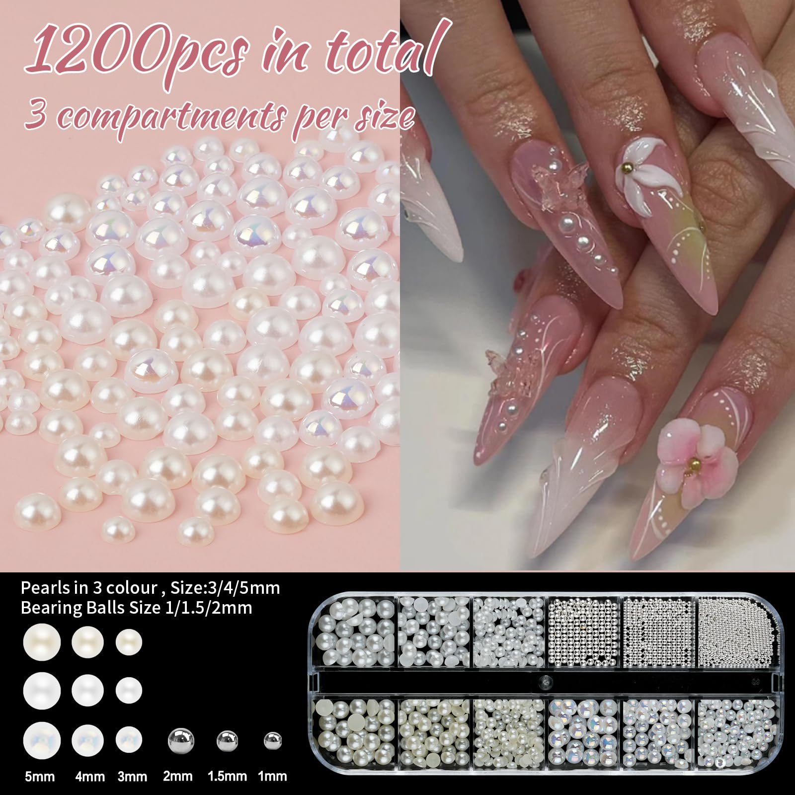 earlmoni perlas planas para arte de uñas añaden textura suave.