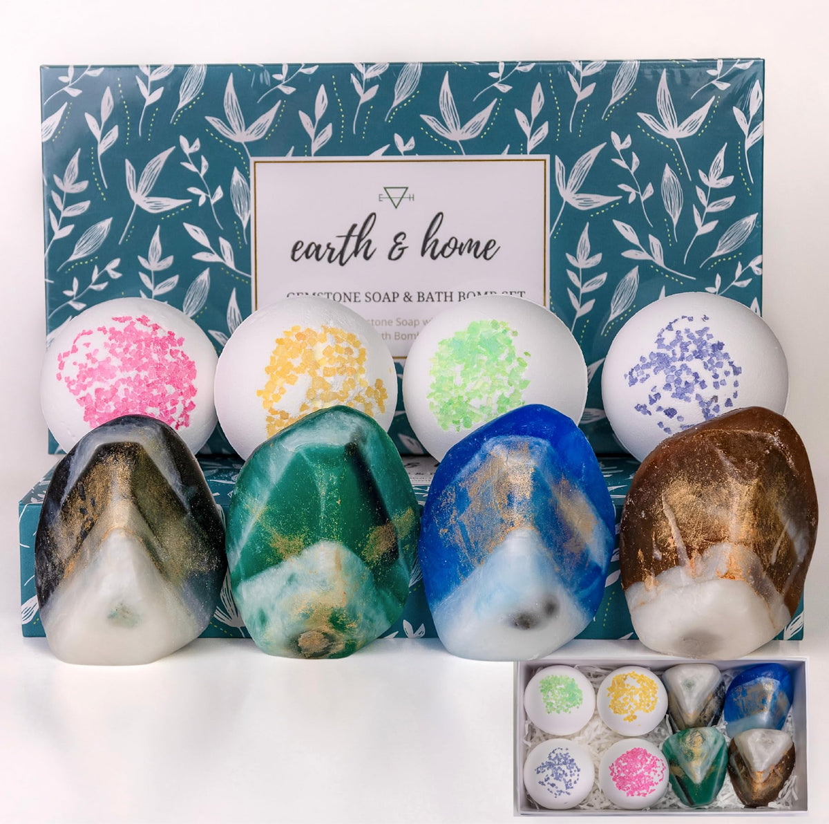 Earth & Home Savon Pierre Vert Jade — galet parfumé, hydratant et décoratif pour la salle de bains.