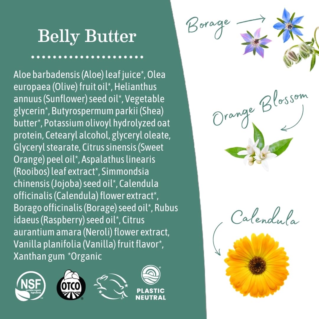 Earth Mama Belly Butter ingredientes clave para nutrición de la piel.