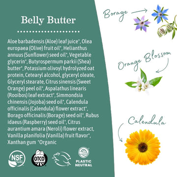 Earth Mama Belly Butter ingredientes clave para nutrición de la piel.
