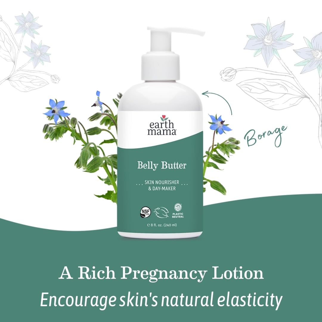 Earth Mama Belly Butter sin fragancia para piel sensible.