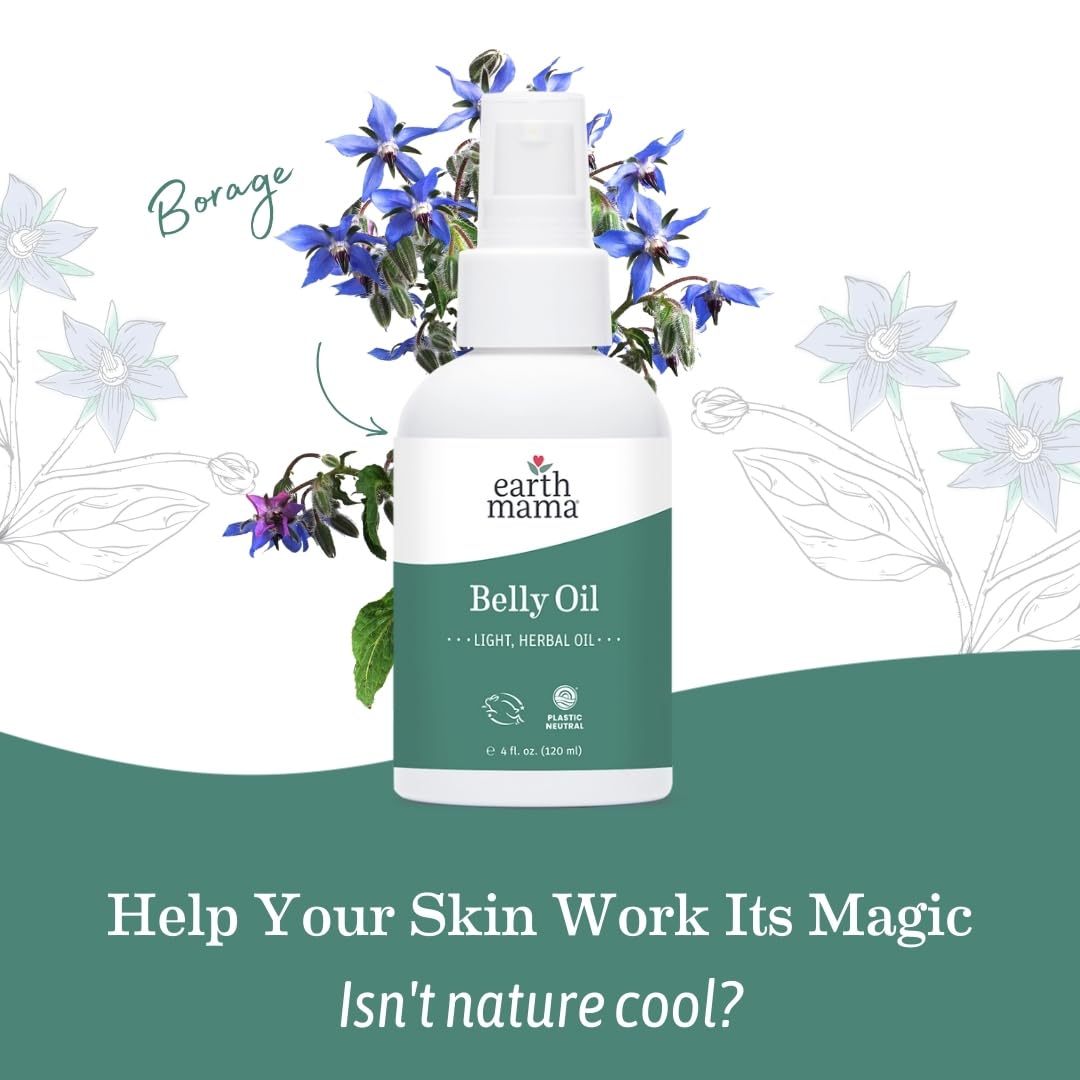 Earth Mama Belly Oil de absorción rápida ideal para uso diario.