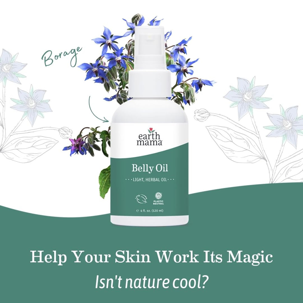 Earth Mama Belly Oil de absorción rápida ideal para uso diario.