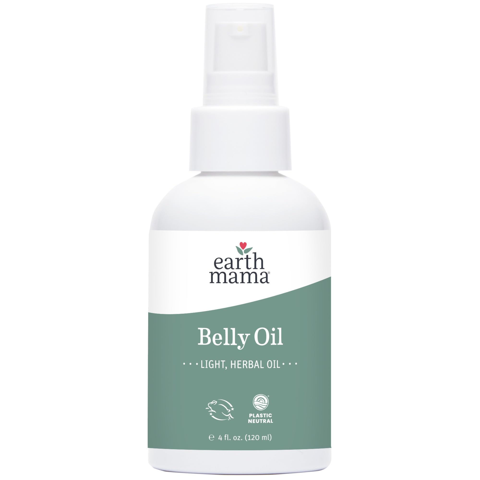 Earth Mama Belly Oil en frasco, hidratación suave para piel seca durante el embarazo.