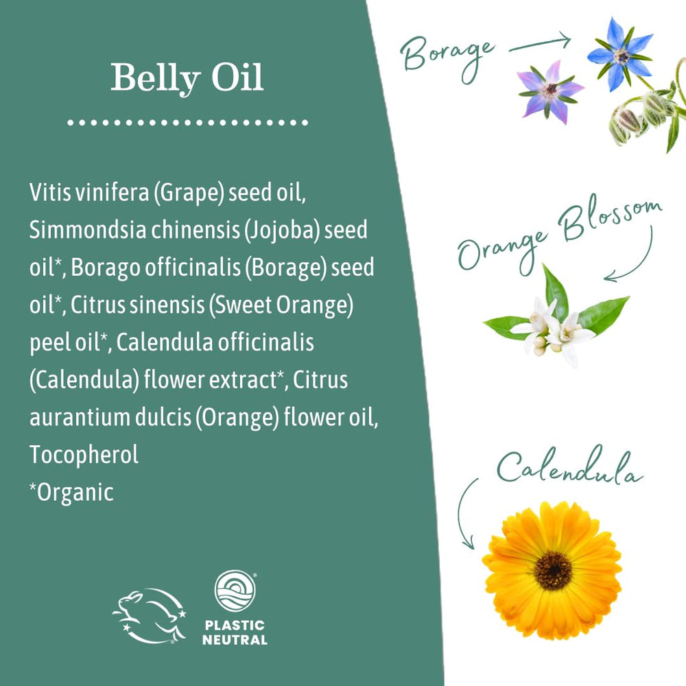 Earth Mama Belly Oil cuida la piel durante embarazo con fórmula suave.