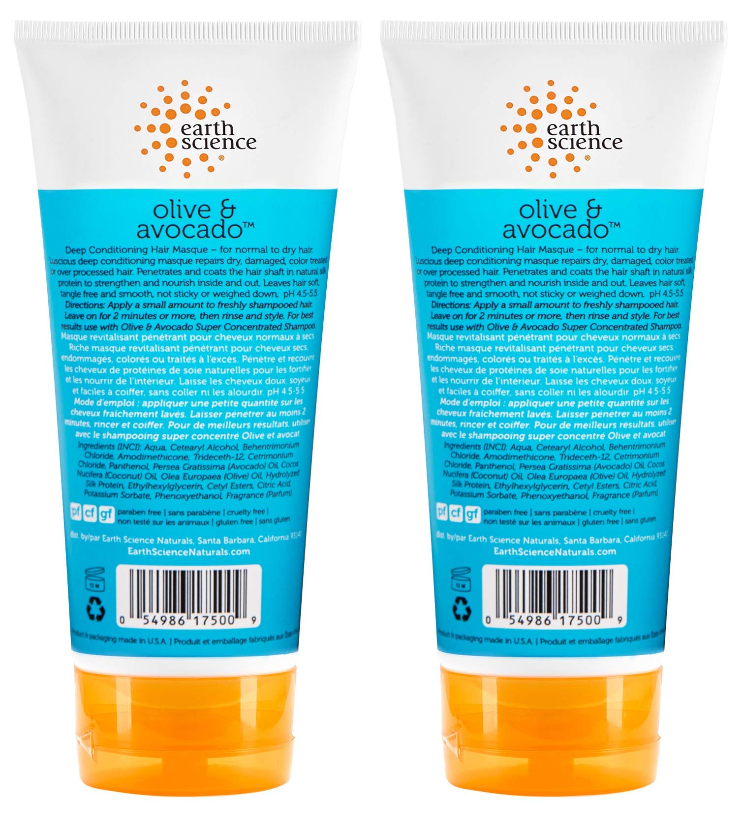 Earth Science Mascarilla en frasco, crema nutritiva para cabello.