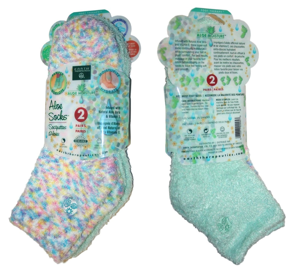 Earth Therapeutics Calcetines Aloe Vera aguamarina: cuidado nocturno para pies suaves e hidratados.