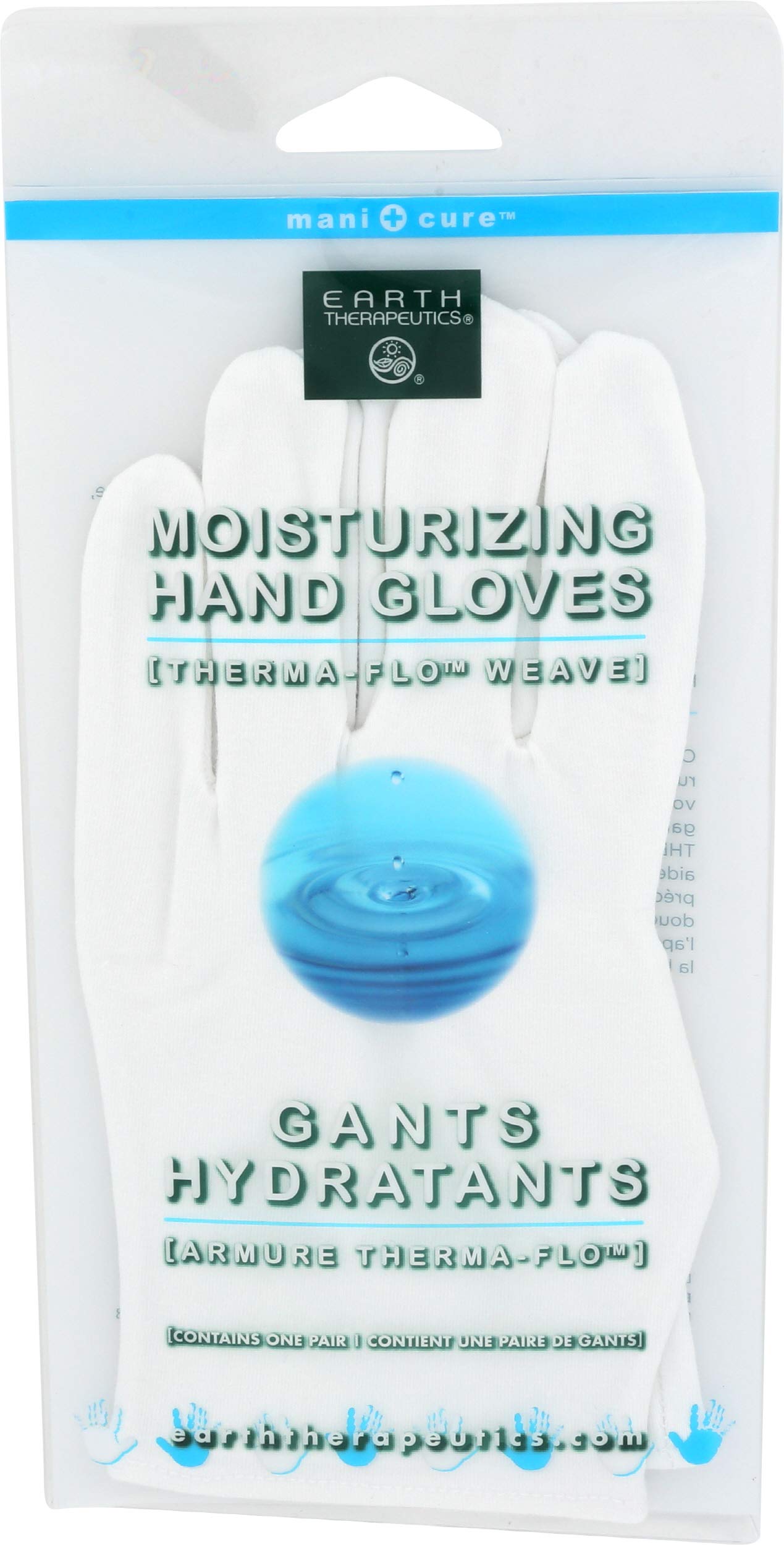 Guantes Earth Therapeutics blancos para manos suaves y humectadas.