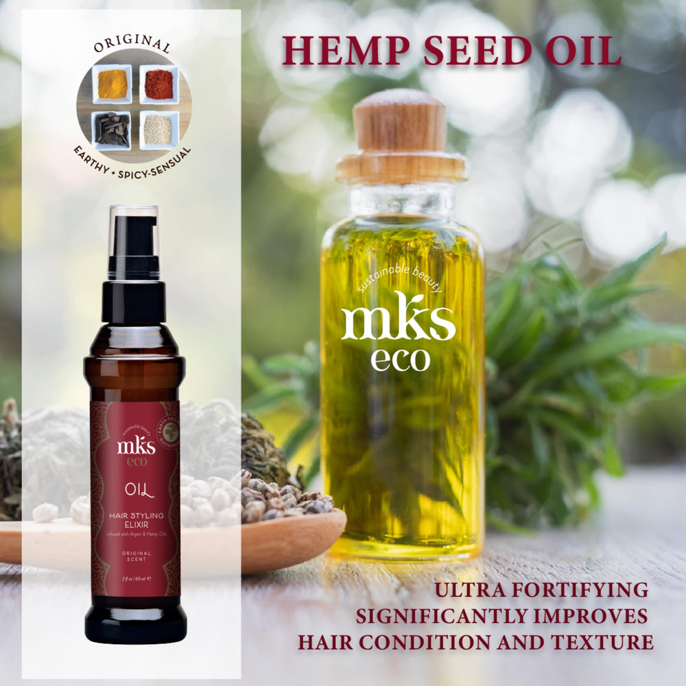 Earthly Body MKS eco Oil Original frizz control in action for sleek strands.
