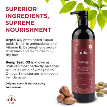 Earthly Body MKS Nourish Shampoo original, aceites de argán para nutrición suave