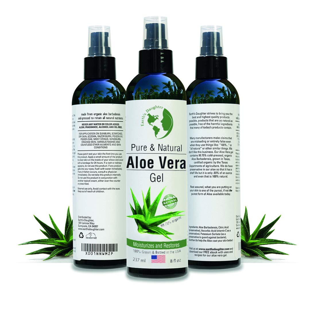 Earth's Daughter Aloe Vera Gel, hecho en Estados Unidos con aloe puro.