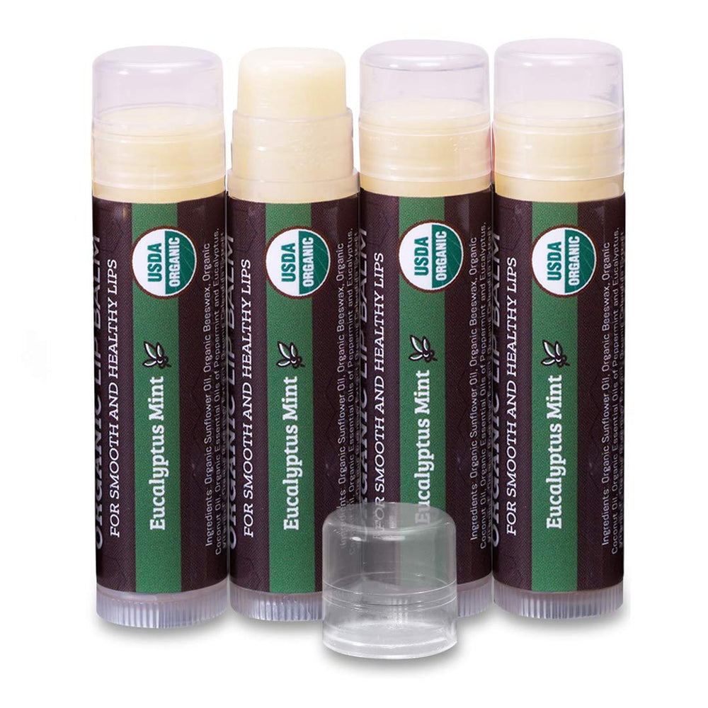 Earth's Daughter bálsamo labial 4-pack eucalipto menta para labios secos