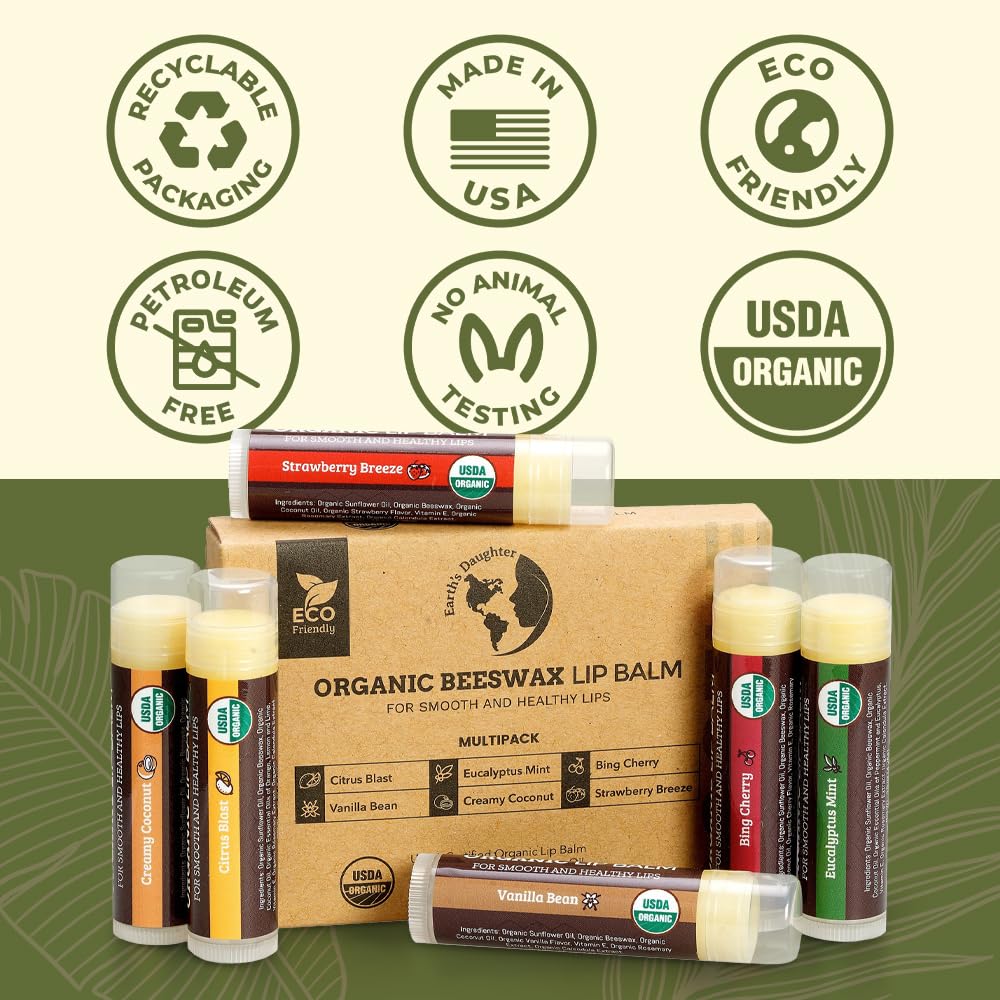 Earth's Daughter bálsamo labial orgánico USDA fresa brisa aroma agradable