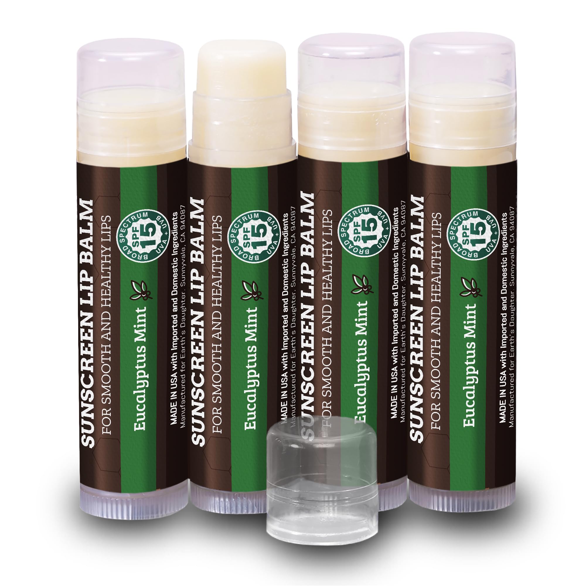 Earth's Daughter bálsamo labial SPF 15 con eucalipto menta para protección diaria