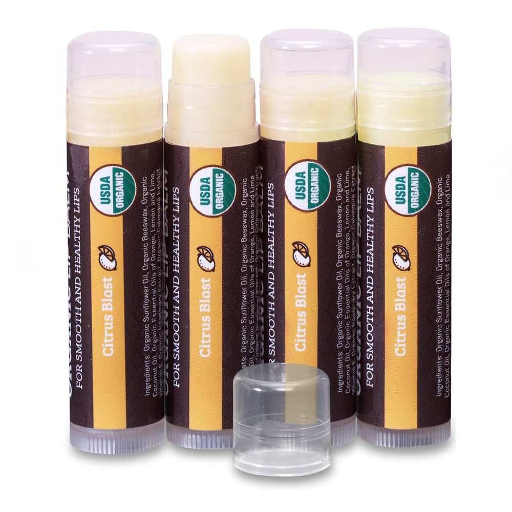 Earths Daughter balsamo labios citrico 4pack, hidratacion suave para labios secos
