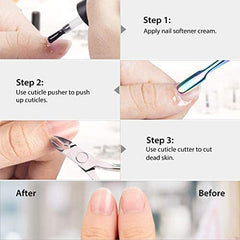 Herramientas de manicura Easkep con acabado arcoíris y estilo colorido.