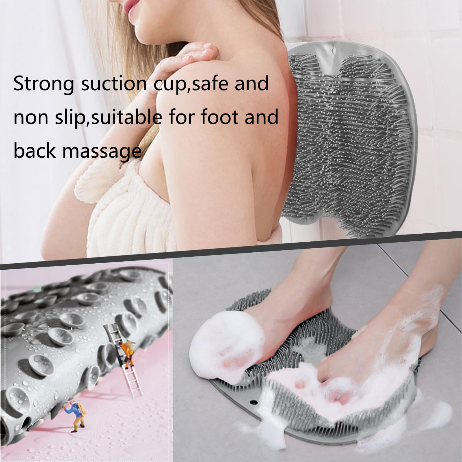 Easkite cerdas densas para limpieza profunda del pie en la ducha.