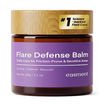 Easment Flare Defense Balm jar closeup showing soothing texture.