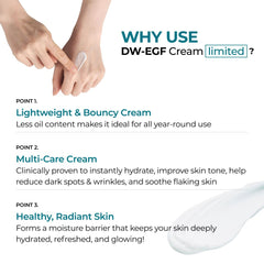 EASYDEW DW-EGF Crème, absorption rapide, peau douce et confortable.