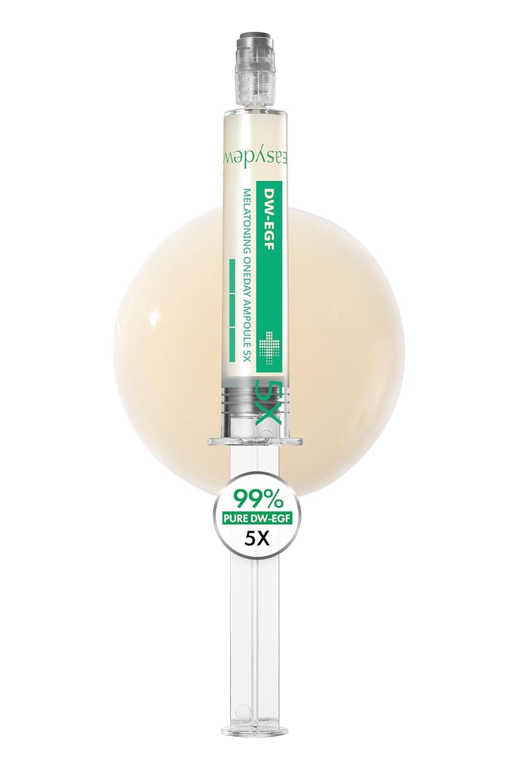 Easydew DW-EGF Melatoning Ampolla con bote muestra hidratación rápida.